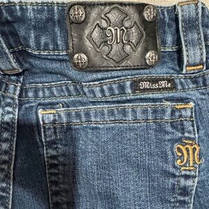 Miss Me Men's Dark Blue Jeans with Gold Stitching